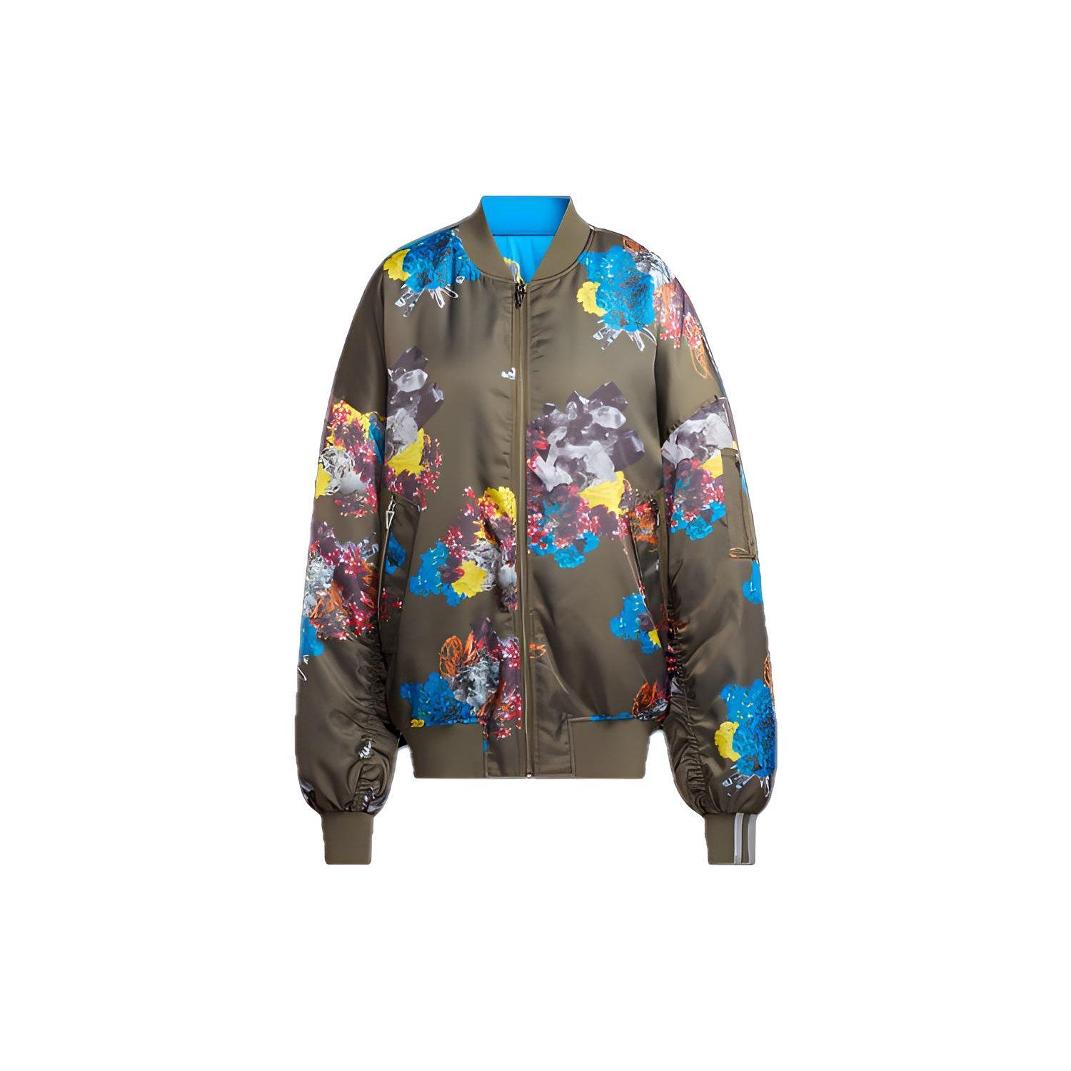 

adidas x Ivy Park Satin Bomber Jacket Blue/Medium Dark Khaki Unisex Streetwear HP0025 L