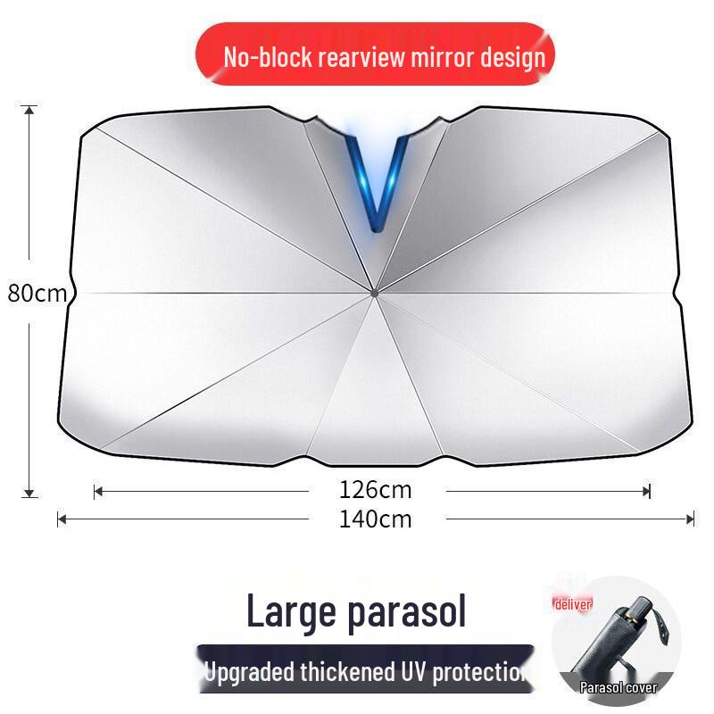 Foldable Car Sunshade Umbrella for Front Windshield - Heat Insulation & Sun Protection