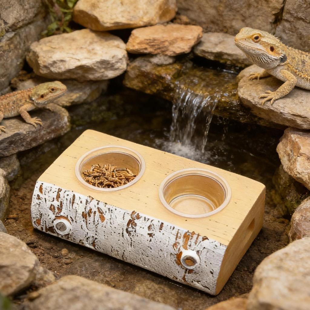 Gecko Feeding Ledge Resin Removable Feeder Reptile Water Bowls Feeder Ledge For Pets Crabs Turtle Spider Bearded Dragon Frogs