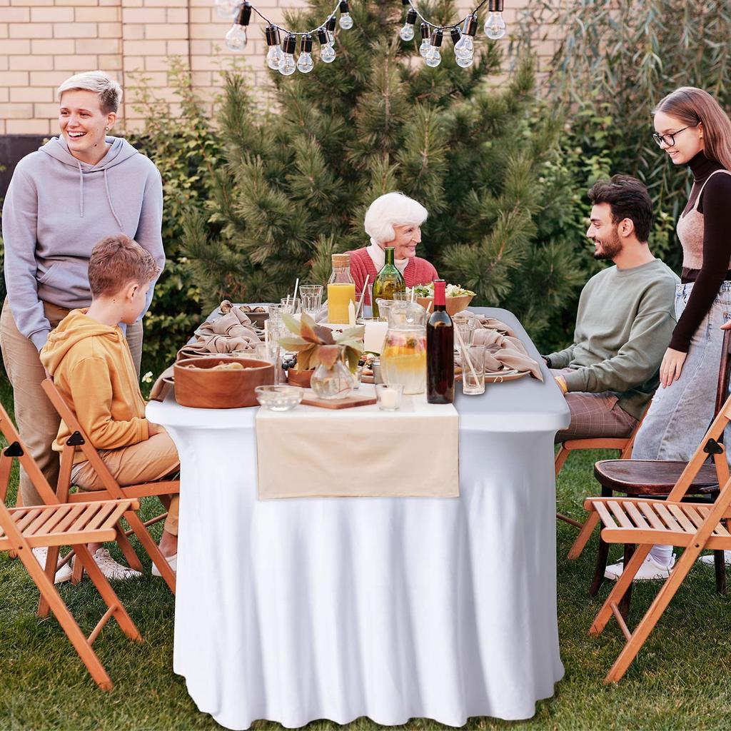 Spandex Table Cover 6ft/8ft, Stretch Table Cloths with Table Skirts for Rectangle Tables, Stretchy Fitted Cloth Tablecloths