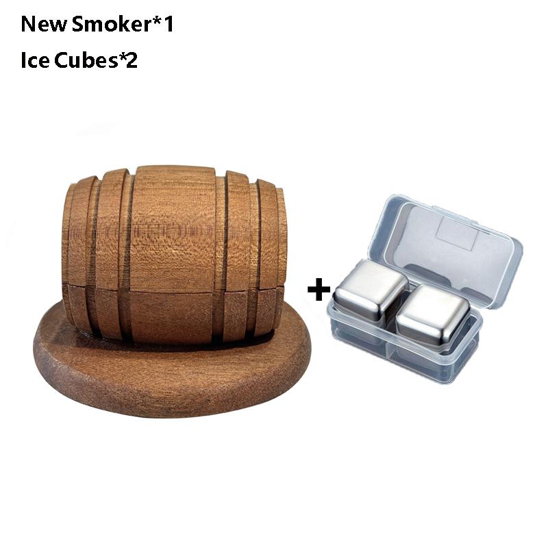 Cocktail Smoker Kit with Apple Cherry Oak Pecan Wood Chips Whiskey Wooden Smoked Wood Hood Smoker for Bar Drinks Kitchen Tools