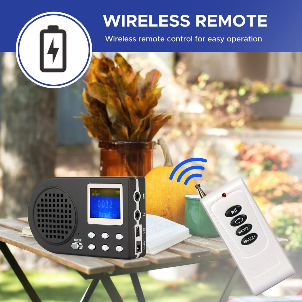 MP3 Bird Call Speaker Simulated Chirping Bird Outdoor Bird Chirping Amplifier with Wireless Remote 110 Animal Sounds MP3 Speaker