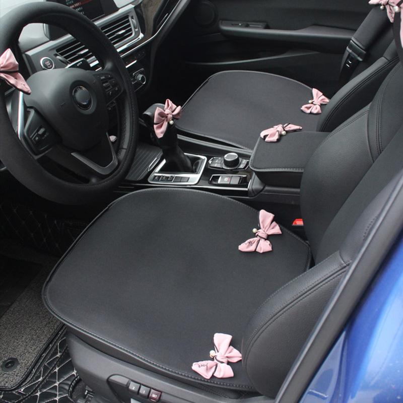 Top Quality Ice Silk Universal Car Seat Cushion For Women Cute Diamond Bow Auto Seat Covers Pad Protector Auto Accessories