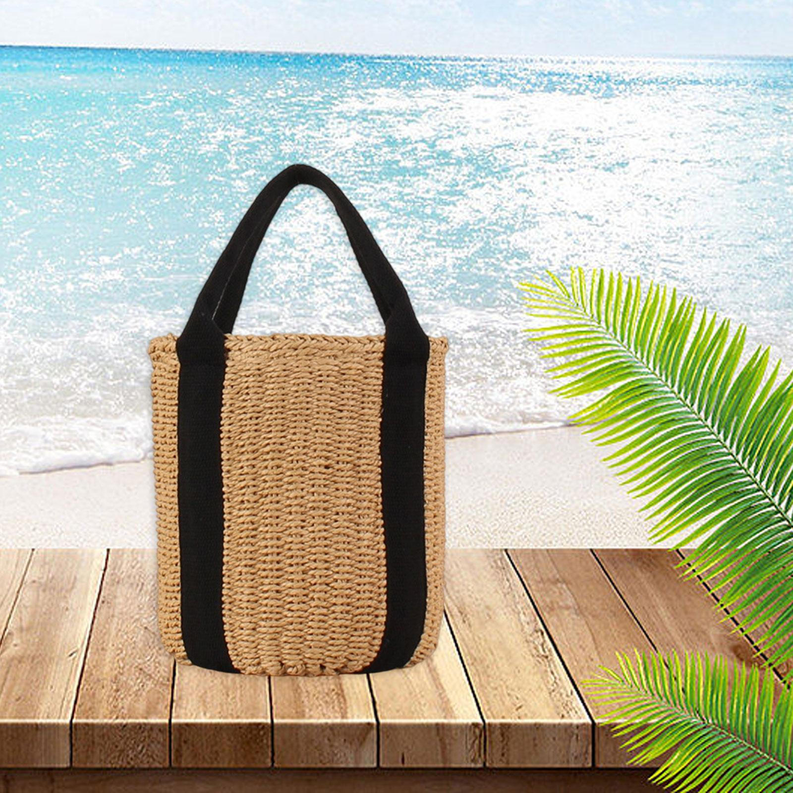 

Сумка-ведро плетеная повседневная легкая сумка-тоут для вечеринок, отпуска, праздника, макияжа Light Brown