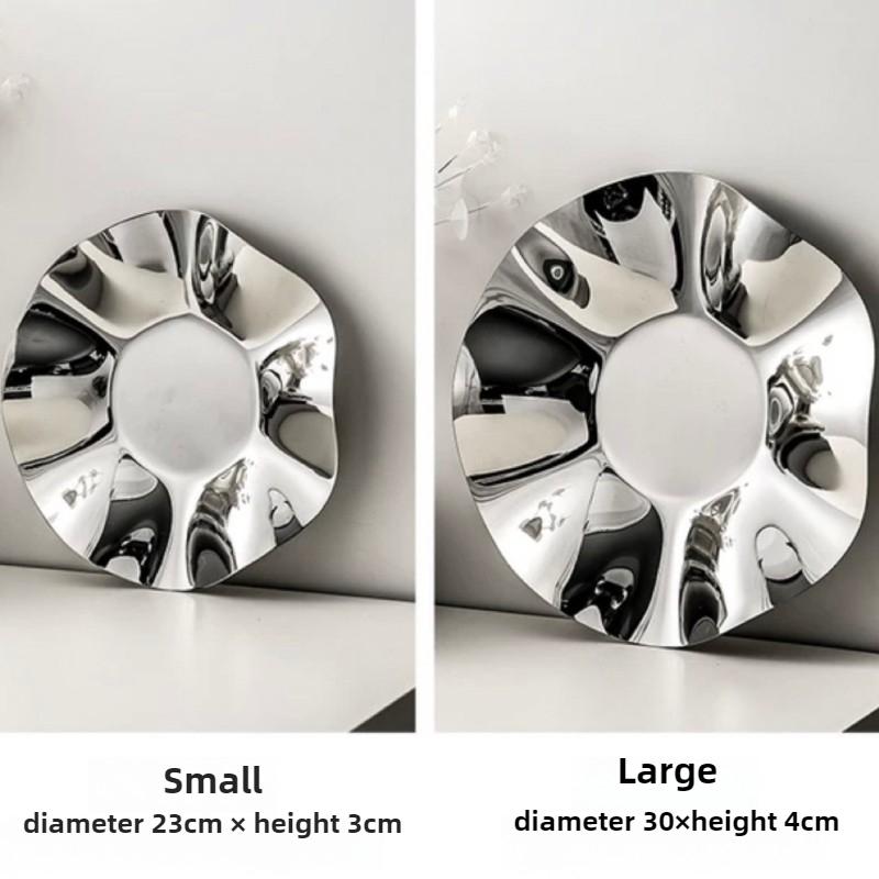 Nordic Fruit Plates Stainless Steel Decorative Plate Petal Ornament Storage Trays Creative Living Room Coffee Table Storage Tray