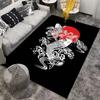 Koi Fish Rug with Wave Pattern and Red Sun Background Suitable for Use As an Anti-slip Game Mat for Living Room and Bedroom Sofas