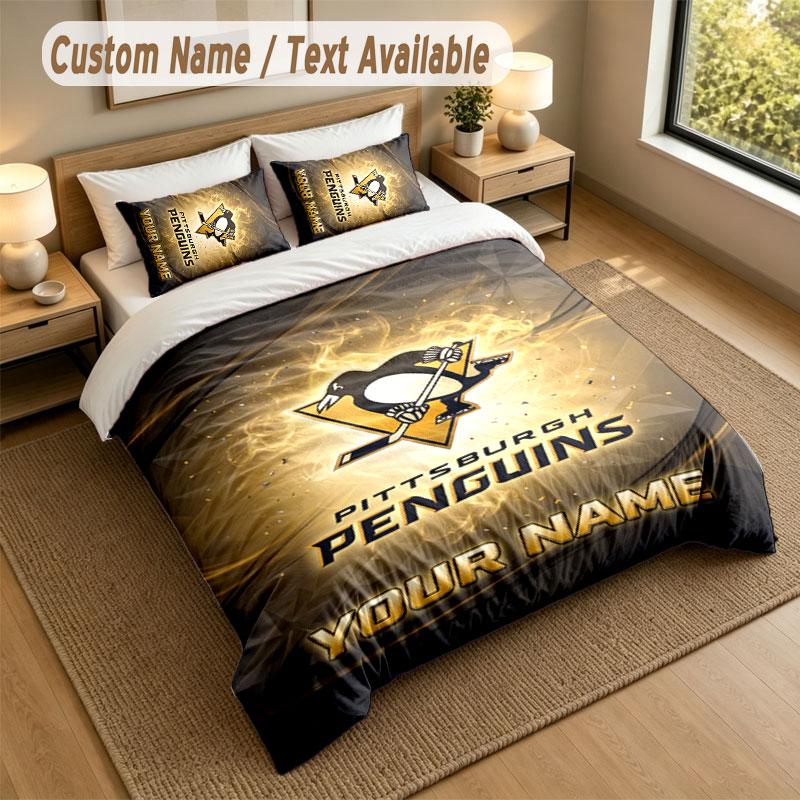 Sada povlečení 1 povlak na přikrývku 2 povlaky na polštář Potisk Pittsburgh Penguins Měkké ložní prádlo Dekorace ložnice