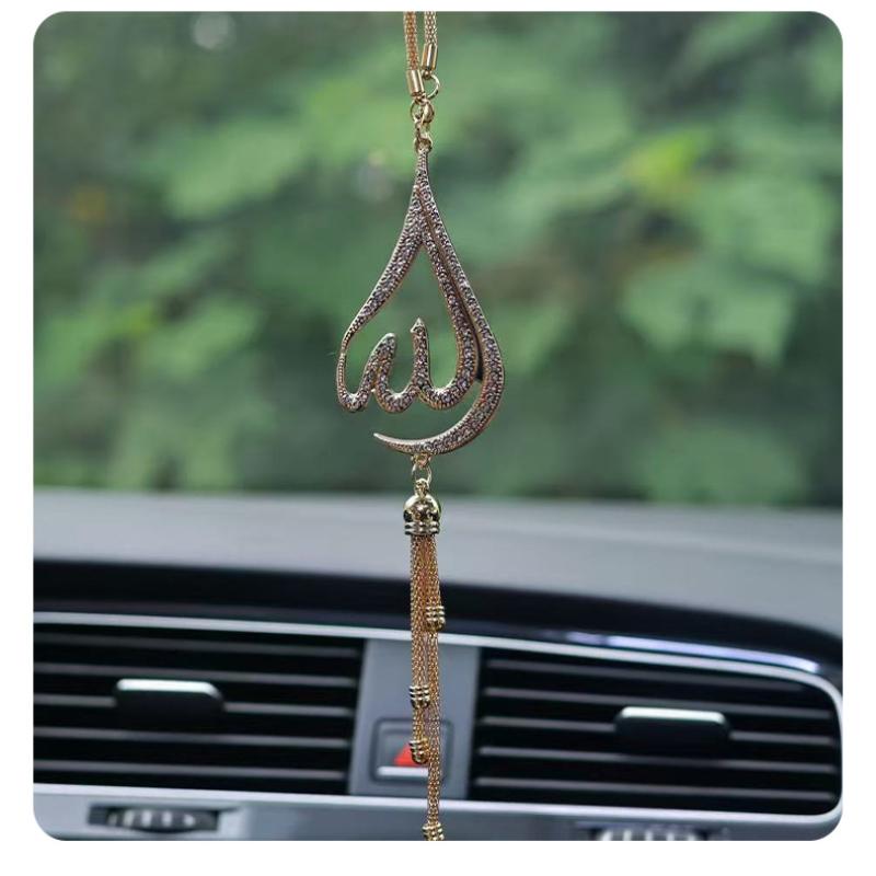 1 Piece Of Droplet Shaped Metal Rhinestone Inlaid Car Ornament Car Rearview Mirror Decoration