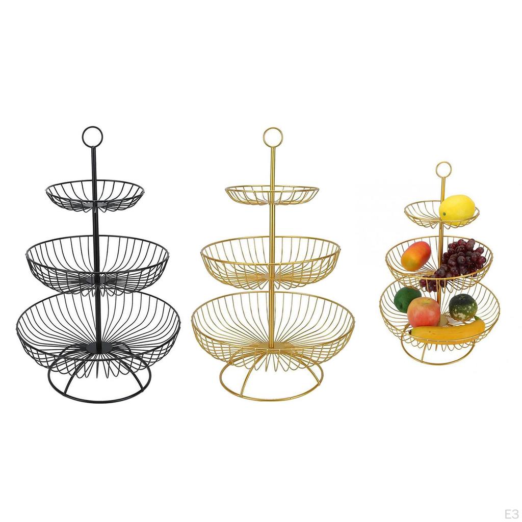 Standing Fruit storage Basket, Round Iron Household Plate Tray