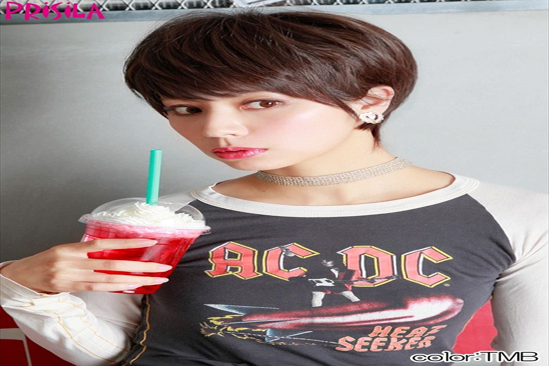 

All natural short heat resistant marron brown