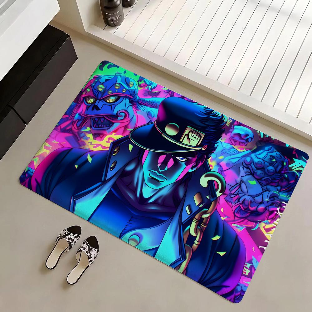 Anime A-J-J-JoJo B-Bizarre A-Adventure Floor Mat Eco Flannel Doormat Non-Slip Odorless Indoor Soft Short Plush Floor Rug