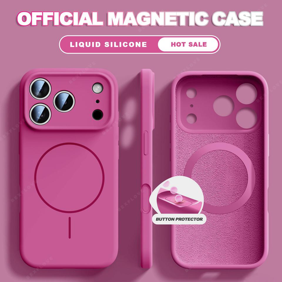 

Magnetic Phone Case For iPhone 17 11 12 13 16 Pro Max Air 16E 15 14 16 Plus Magsafe Official Liquid Silicone Protector Cover For iPhone 12Pro