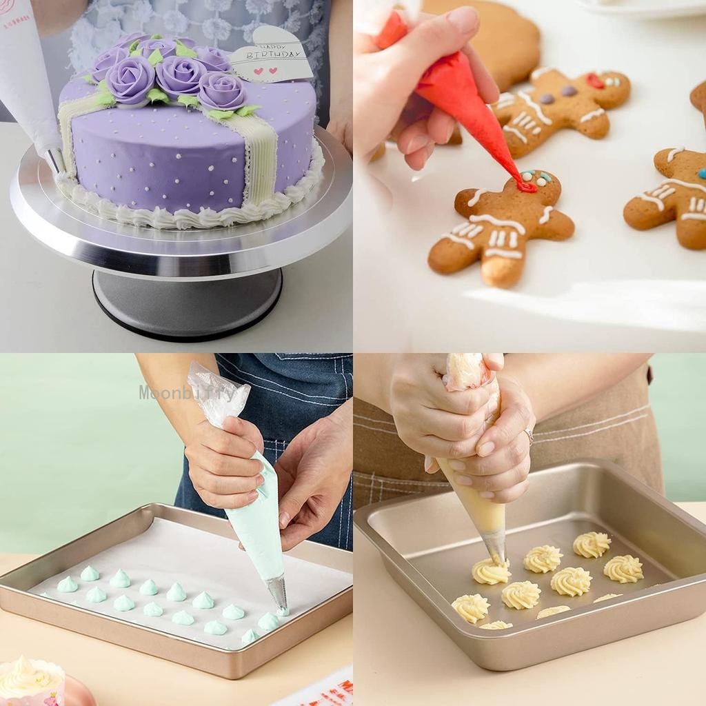 Einweg Spritzbeutel für Gebäck Süßigkeiten Düsenhülse DIY Sahne Ausdrückbeutel Kuchen Sahne Werkzeug Backzubehör (Spritzbeutel und Spritztülle)