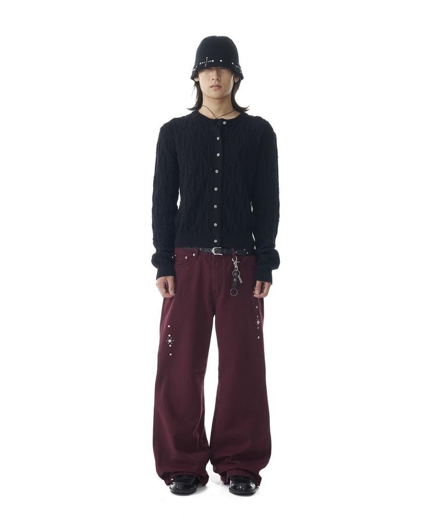 Aakam Sun Button Pattern Cardigan (Black)
