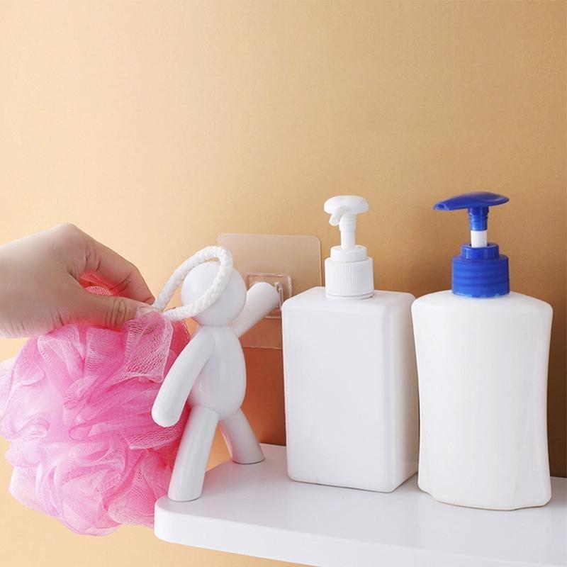 1/2pcs Creative Bathroom Storage Shelves Cute White  Shelves Shelf Self-adhesive Bathroom Cosmetics Storage Racks