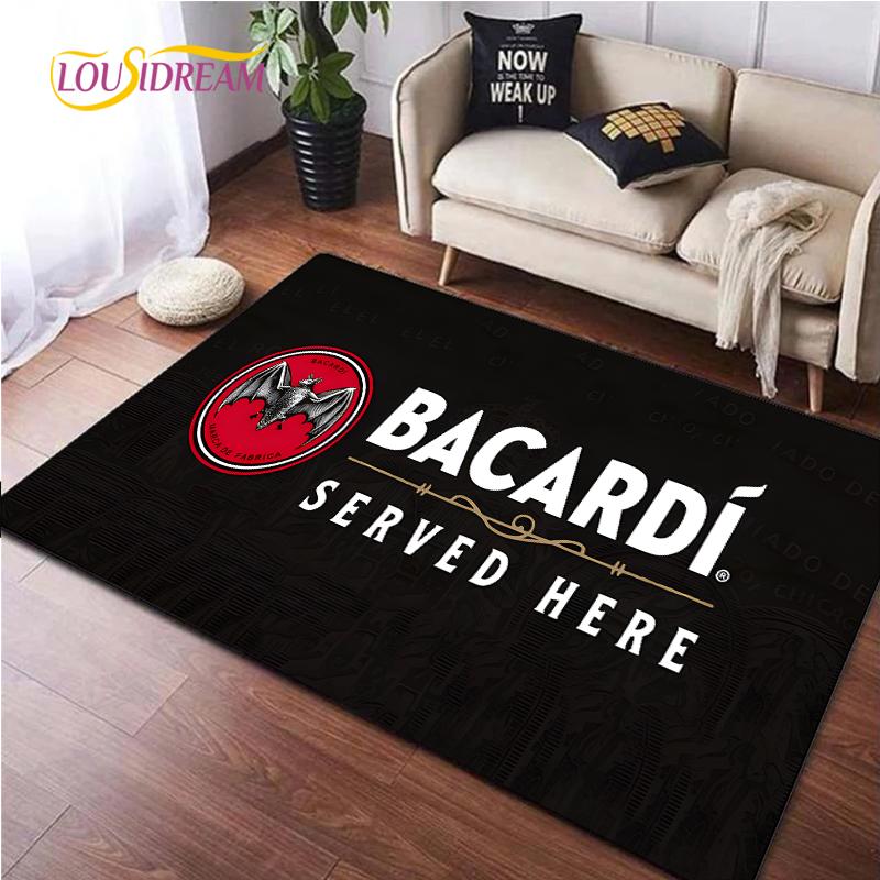 Bacardi Rum Logo Kreative Bereichsteppiche, Teppich für Wohnzimmer Schlafzimmer Heimdeko, Kinder Küche Badezimmer Rutschfeste Fußmatte Alfombra