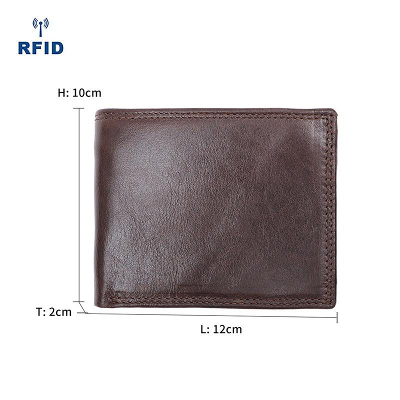 Men'S Leather Wallet Retro Rfid Cash Anti-Theft Brush Change Bit Folding Wallet Multi-Card Bit Wallet