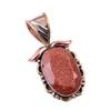 Natural Sunstone Gemstone 925 Solid Sterling Silver Two Tone Pendant 1.25" V5m60