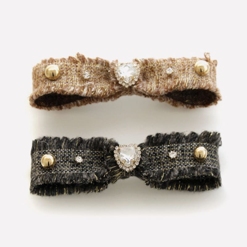 

J.Lauren Tweed Cubic Ribbon Auto Hair Pin H01337 black