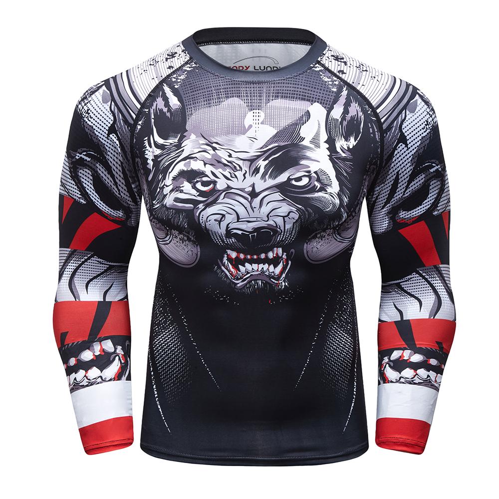 Maglietta a Maniche Lunghe MMA Compression Boxing No Gi Bjj Mma Surf Jiu Jitsu Rash Guard Rashguard T-shirt da Uomo Palestra Abbigliamento da Boxe