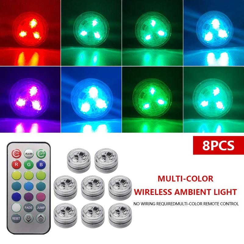 LED Car Interior Ambient Light Decoration Wireless Adhesive Bicycle Tail Light Auto Roof Atmosphere Lamp Diamond Diving Light