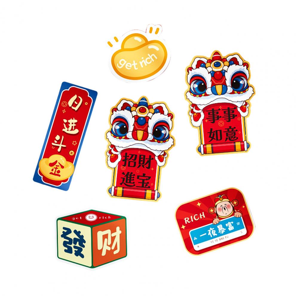 6Pcs 2025 Chinese New Year Dragon Fridge Magnets Spring Festive Decor Indoor Outdoor Chinese New Year Sticker Window Wall Decor