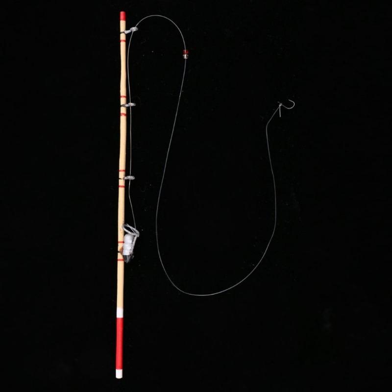 17.5cm Mini Fishing Rod Dollhouse Accessory Trendy Decorative Fishing Tool for Miniature Enthusiasts And Collectors