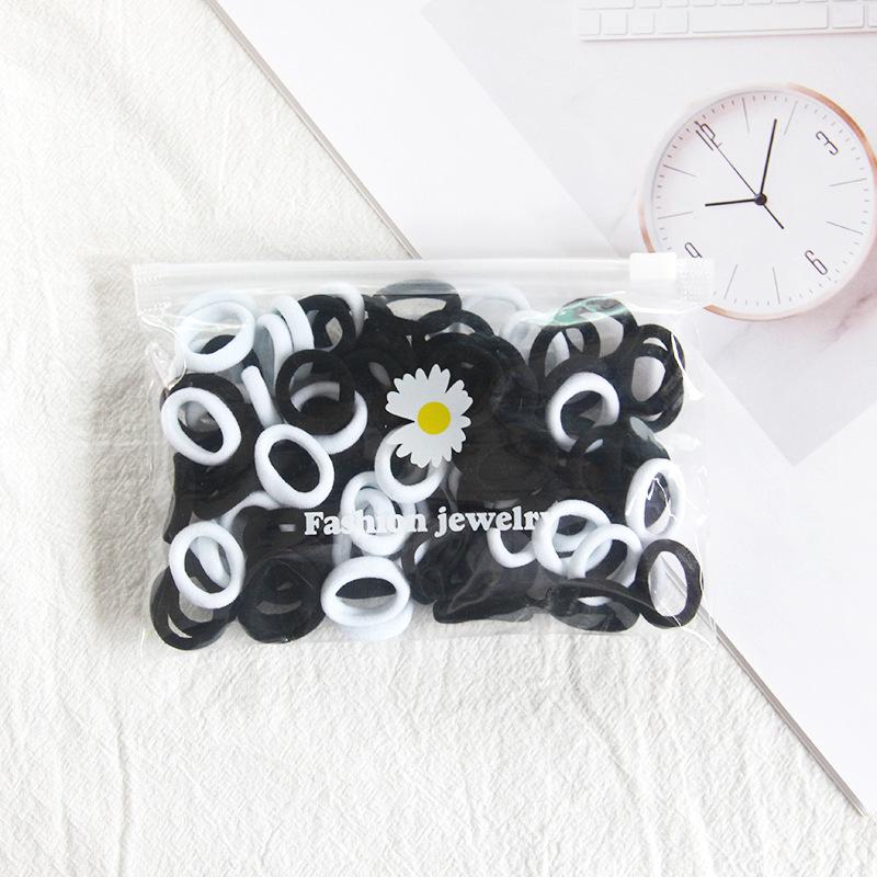 100 Pcs/Lot Small Rubber Band Doll Towel Hair Ring Colorful Nylon Head Ropes Black Elastic Hair Bands Ties For Girls Accessories