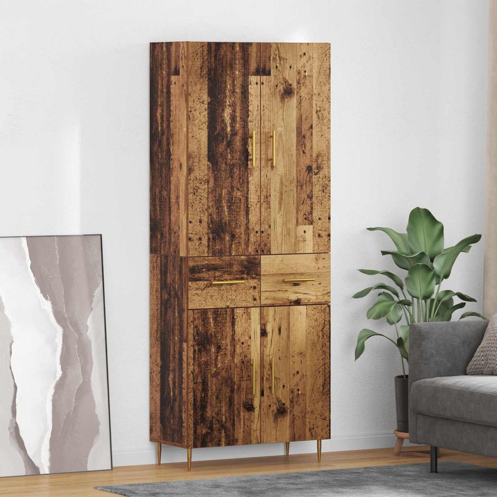 Wall Mounted Highboard Reclaimed Wood Look 69.5 x 34 x 180 cm Engineered Wood