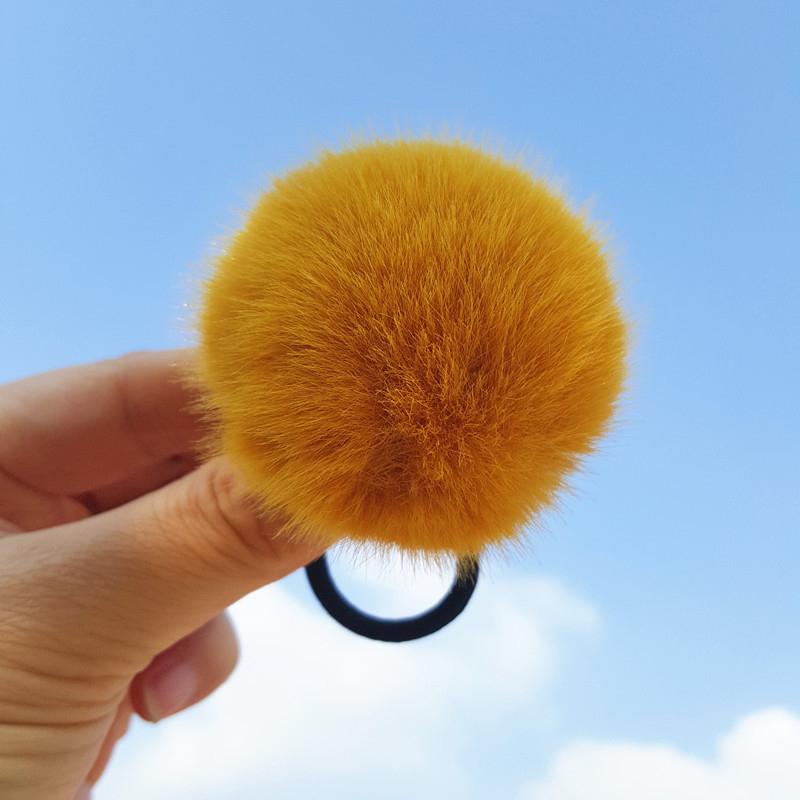 Candy Color Imitation Rabbit Fur Pompoms Elastic Hair Rubber Band Scrunchie Women Plush Hair Rope Autumn Winter Hair Accessories