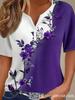 Damen-T-Shirt mit Blumenprint und kurzen Ärmeln