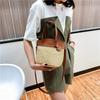 Stylish Woven Crossbody Bag for Women Casual Deep Brown PU Beach Bucket Bag with Polyester Lining and Zip Closure Grass Weaving Handbag