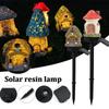1pc Creative Solar Resin Mushroom House Light, Waterproof Small House Led Floor Plug Light For Outdoor Garden Lawn Decoration