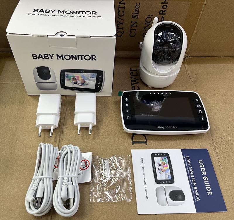 4.3-inch Wireless Baby Monitor with PTZ Rotation, Room Temperature Detection, Two-way Talk & Lullaby