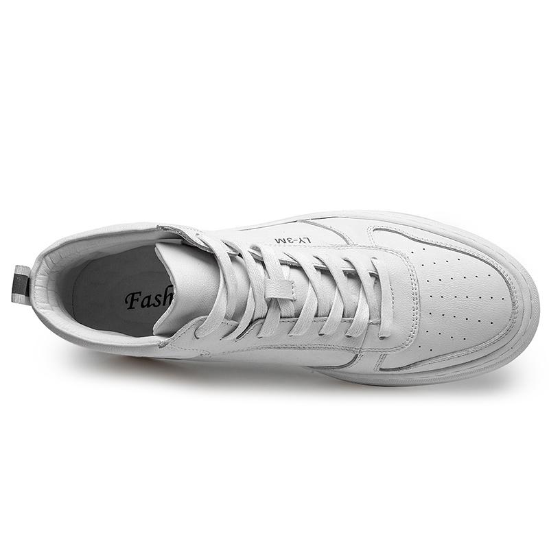 New Genuine Leather Men Shoes High Quality Fashion White Shoes Man High Top Sneakers Lace -Up Luxury   Mens Casual Shoes