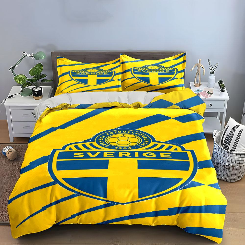 Swedish flag design pattern. Bedding sets Duvet cover sets Duvet covers Pillowcases(1* Duvet Cover 2* Pillowcases without duvet insert)