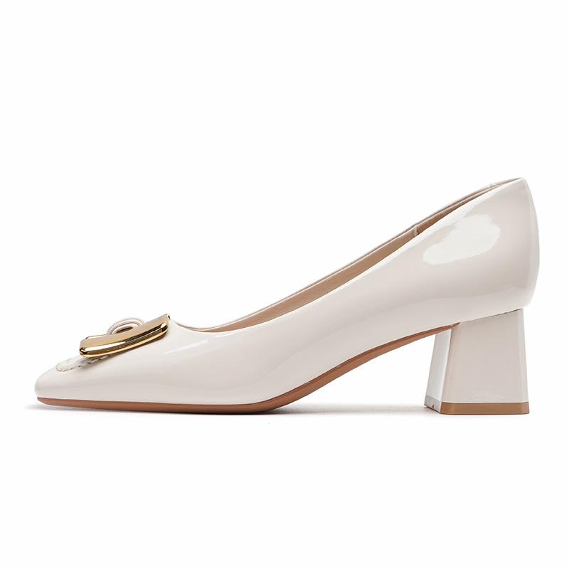 Chunky Heel Mary Jane Shoes Women's  Autumn and Winter New Kitten Heels Metal Buckle Commute Work Women's Shoes