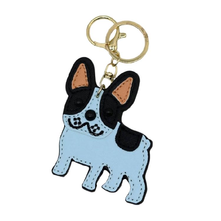 Bulldog Key Holder for Car Keys and Bags PU Leather Keychain Animal Lover Keyring Pendant Stylish Backpack Decoration
