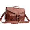 Men's Laptop Bag Real Goat Leather Vintage Brown Messenger Shoulder Briefcase