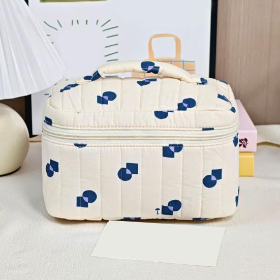 1/3Pcs Large Cotton Quilted Makeup Cosmetic Bag Portable Travel Floral Toiletry Organizer Spacious Capacity Beauty Supplies Case