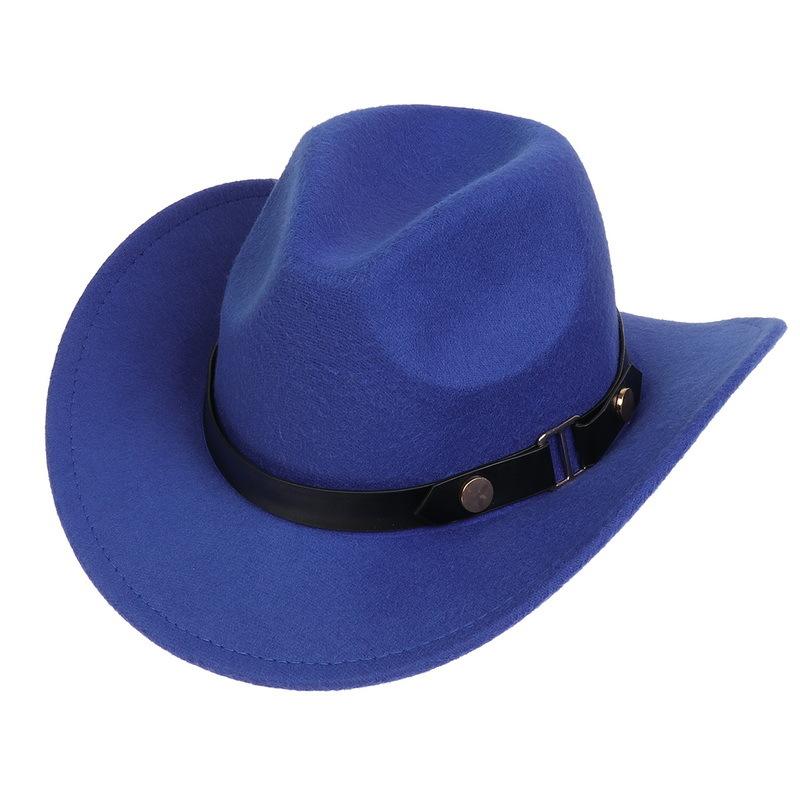 Western Cowboy Top Hat Spring And Autumn New Jazz Hat Big Brim Pentagram Belt Accessories Felt Hat Men And Women