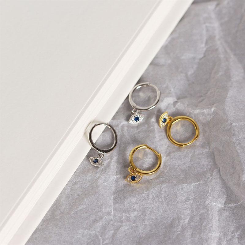 ANENJERY Eyes Small Hoop Earrings For Women Girl Simple Fashion Circle Earrings