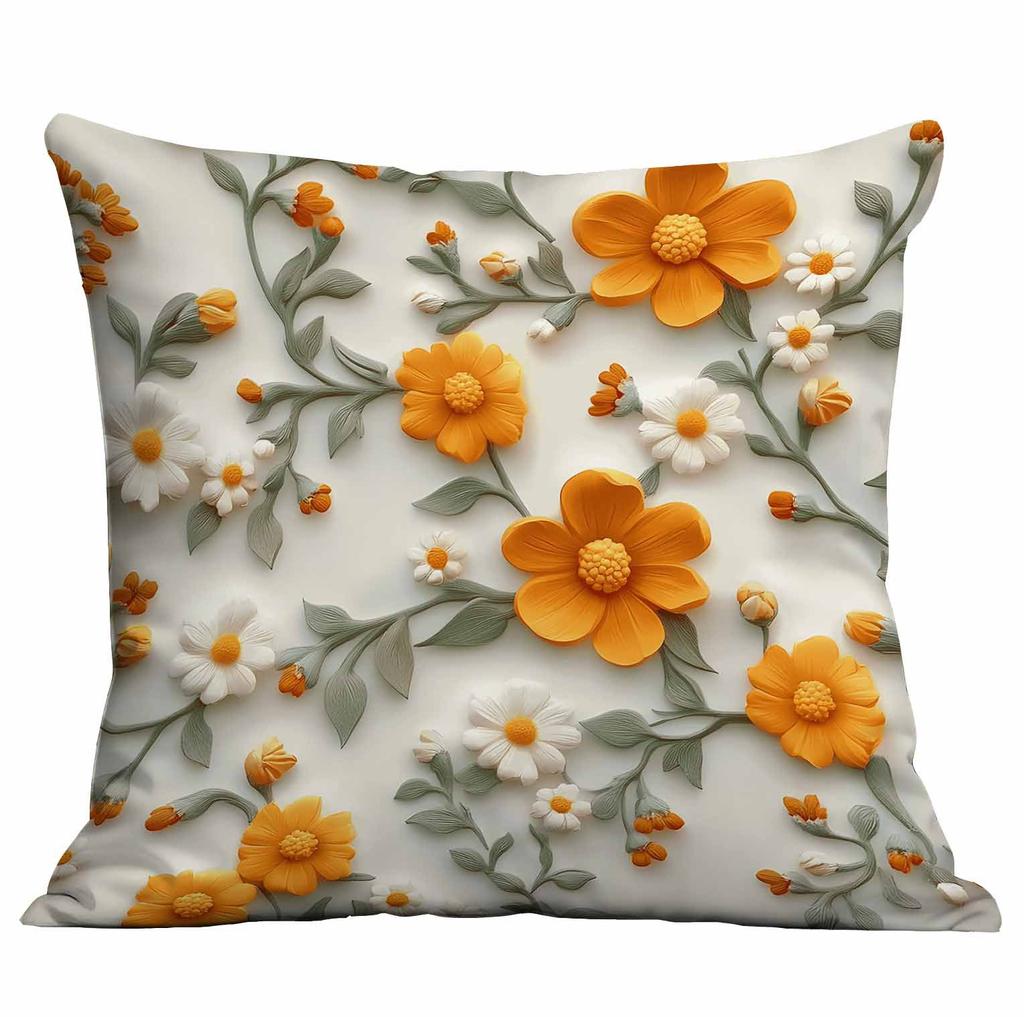 Spring and Summer 3D Floral Print Pillowcase Home Sofa Cushion Pillowcase
