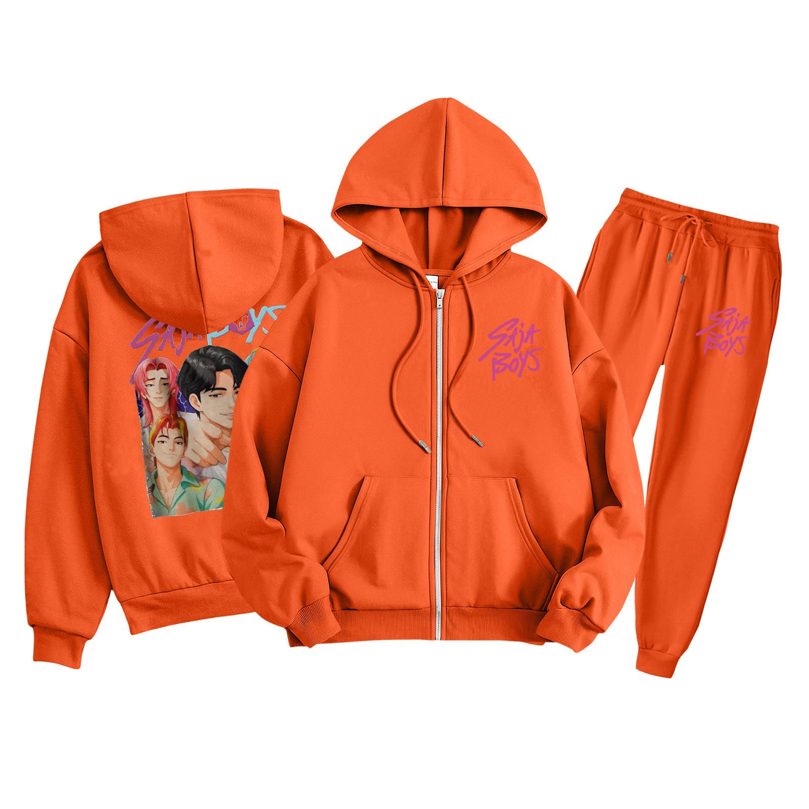 

Детская мода Толстовка с длинным рукавом, на молнии, с капюшоном, спортивные штаны с принтом, комплект толстовки с карманами 150