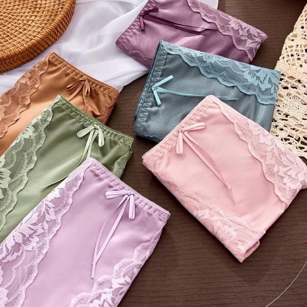 Plus Size Sexy Lace Seamless Panties High-Rised Mesh Briefs Soft Breathable Underpants Lightweight Underwear