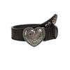 Solid Color Retro Summer Punk Leather Belt With Heart Snap Closure Look Trendy