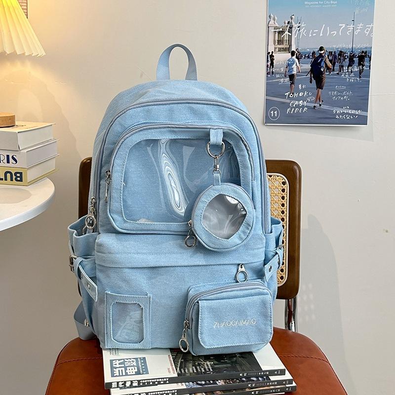 New Cute Transparent Pain Bag Girl's Heart Is High  High School Students' Schoolbags and Large Capacity Backpacks.
