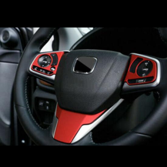 Red 3PCS Car Steering Wheel Decor Cover Trim For Honda CR-V CRV 2017-2022