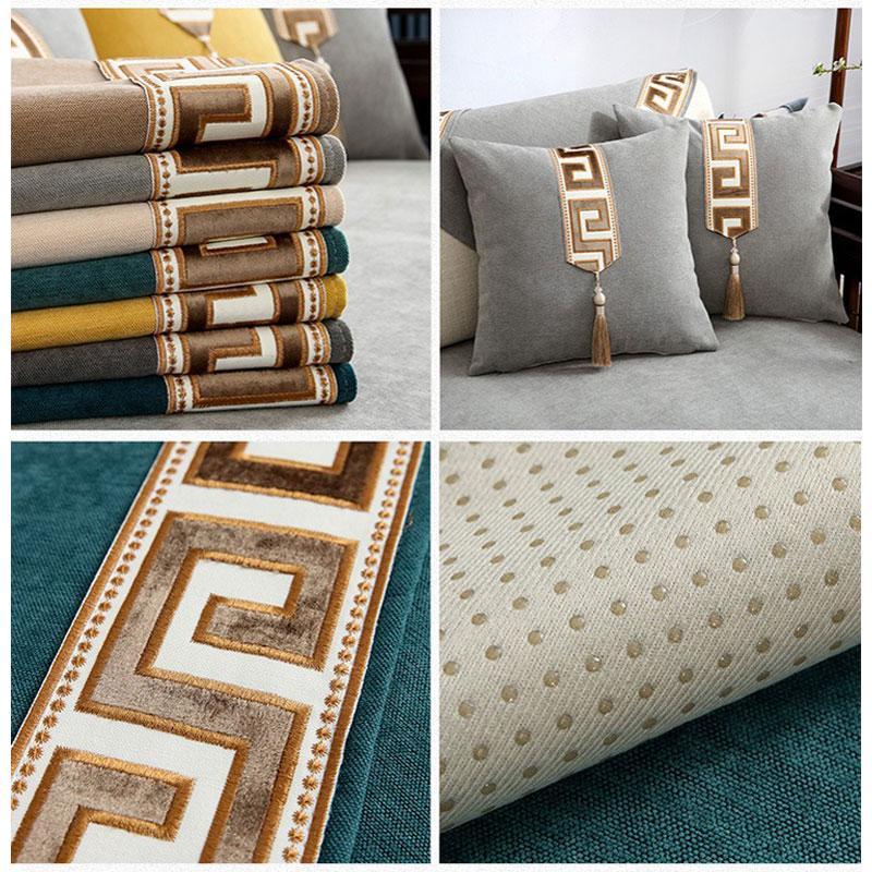 Chenier Thicking Sofa Cover Anti Slip Seat Cushion Chinese Style Four Season Universal Couch Mat Cover Towel Embroidery Couch Mat