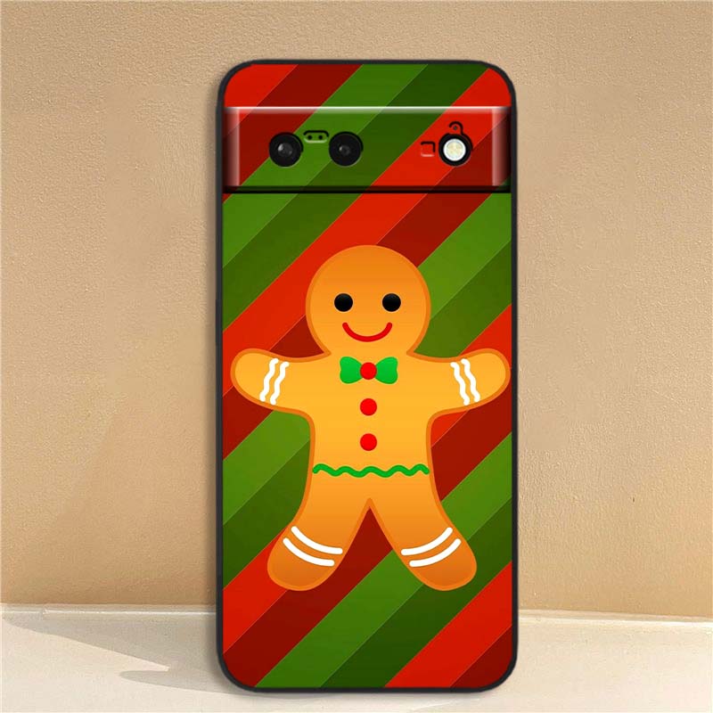 Christmas cartoon pattern Phone Case For Google Pixel 10 9a 9 8A 8 7 7A 6 6A Pro XL 2024 5G Black Soft TPU Silicone
